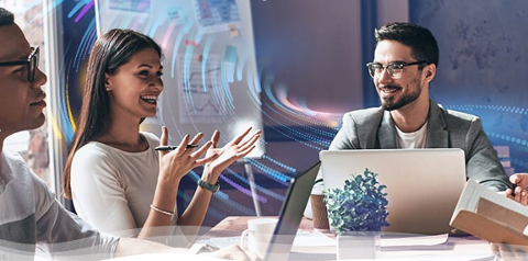 Business team discussing vendor options
